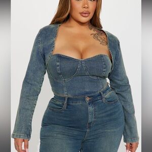 DENIM TWO PIECE TOP set